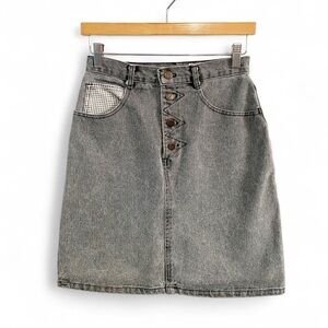 Vintage Palmettos Gray Denim Mini Skirt